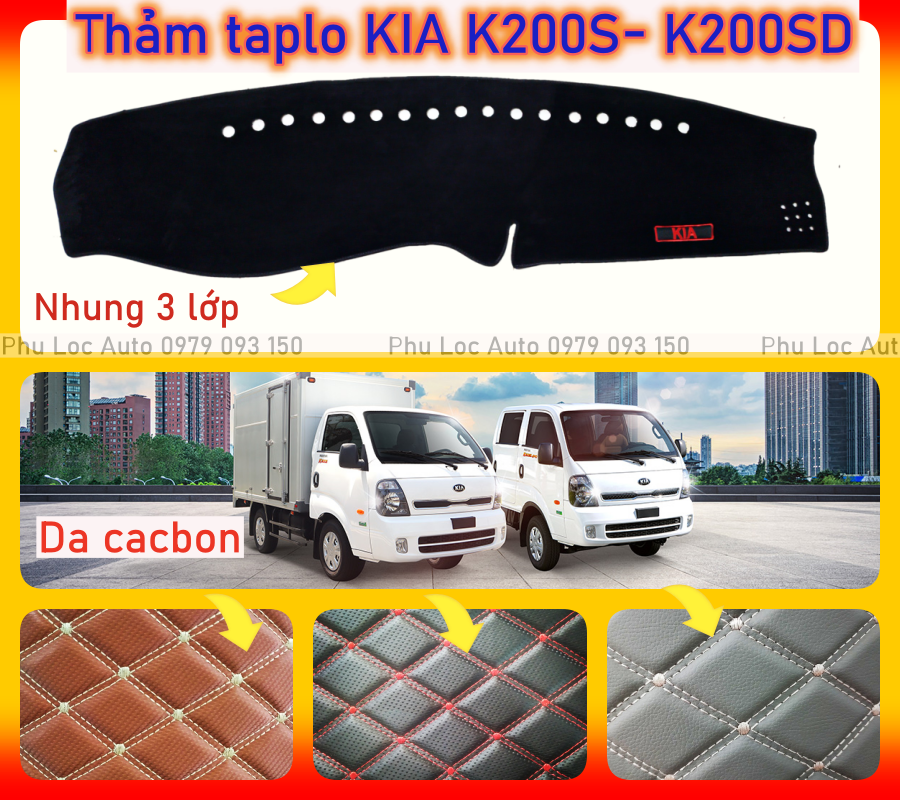 Thảm taplo xe tải Thaco Kia K200s K200SD 4WD cabin kép